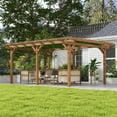 thumbnail image 1 of Outsunny 12' x 16' Wooden Pergola, Outdoor Gazebo for Vines, Brown, 1 of 10