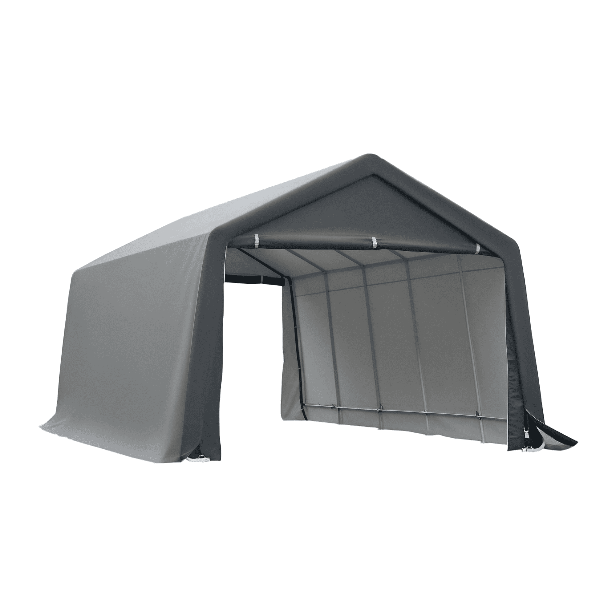 Outsunny 12' x 20' Portable Carport Garage, Heavy Duty Galvanized Steel Frame with UV-Resistant PE Cover, Gray Outdoor Storage Tent for Car, Garden Tools & Motorcycle, 236"x142"x108"