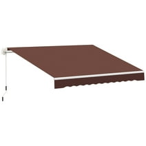Outsunny 12' x 8' Retractable Awning Patio Awnings Sun Shade Shelter with Manual Crank Handle, 280g/mÂ² UV & Water-Resistant Fabric and Aluminum Frame for Deck, Balcony, Yard, Brown