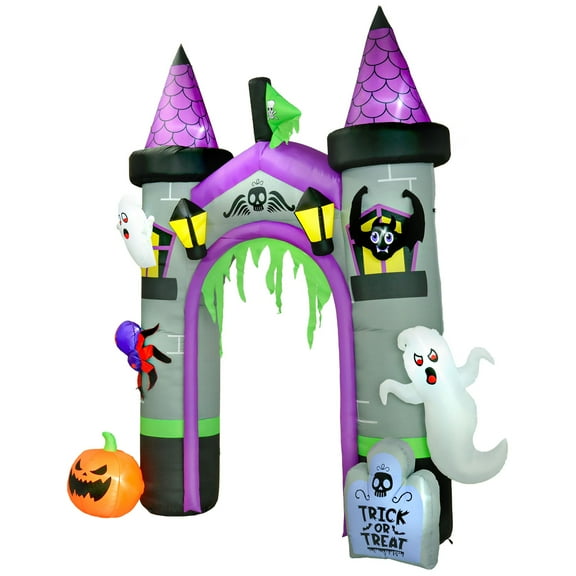Outsunny 12ft Large Inflatable Halloween Archway with Ghost, Pumpkin, Spider and Bat
