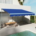 thumbnail image 1 of Outsunny 13' x 10' Electric Awning, Patio Retractable Awning with LED Lights and Remote Controller, Blue, 1 of 10