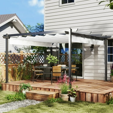 Outsunny 13' x 13' Retractable Pergola Canopy, Aluminum Outdoor Pergola for Garden, Patio, Backyard, Deck, White