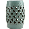 thumbnail image 1 of Outsunny 13" x 18" Ceramic Garden Stool with Woven Lattice Design & Glazed Strong Materials Decorative End Table, Antique Blue, 1 of 5