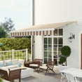 thumbnail image 1 of Outsunny 13' x 8' Manual Retractable Awning Sun Shade Shelter for Patio Deck Yard with UV Protection and Easy Crank Opening, Red and White Stripes, 1 of 9