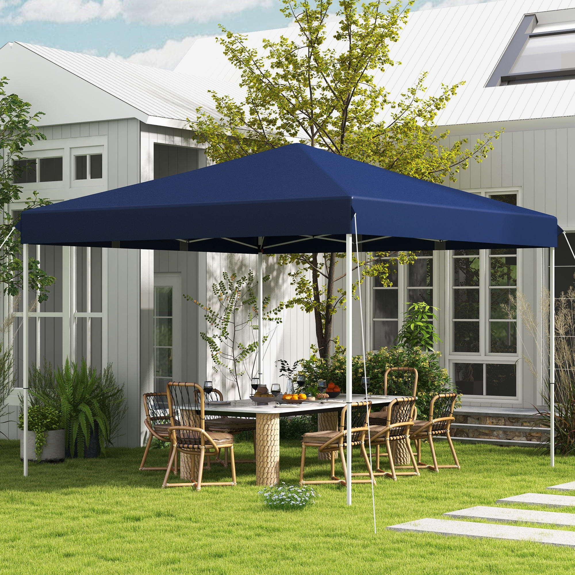 Outsunny 13" x 13" Dark Blue Pop Up Instant Outdoor Canopy, Height Adjustable