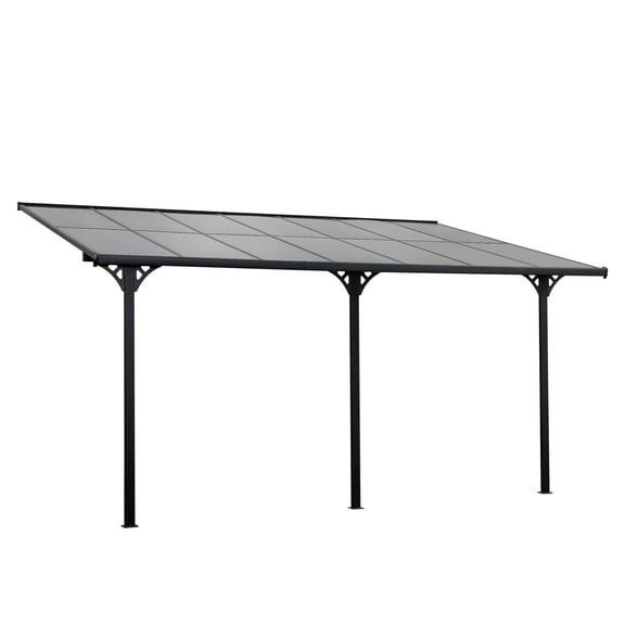 Outsunny 14.5' x 10' Transparent Wall Pergola, UV Blocking Awning, Gray