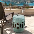 thumbnail image 1 of Outsunny 14" x 17" Ceramic Garden Stool with Double-Coin Knotted Ring Design & Strong Glazed Material, Antique Blue, 1 of 9