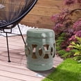 thumbnail image 1 of Outsunny 14" x 17" Ceramic Garden Stool with Double-Coin Knotted Ring Design & Strong Glazed Material, Green, 1 of 9