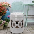 thumbnail image 1 of Outsunny 14" x 17" Ceramic Garden Stool with Double-Coin Knotted Ring Design & Strong Glazed Material, White, 1 of 9