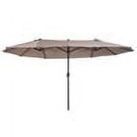 Tan Extra Large Double-Sided Outdoor Patio Umbrella with Crank Handle