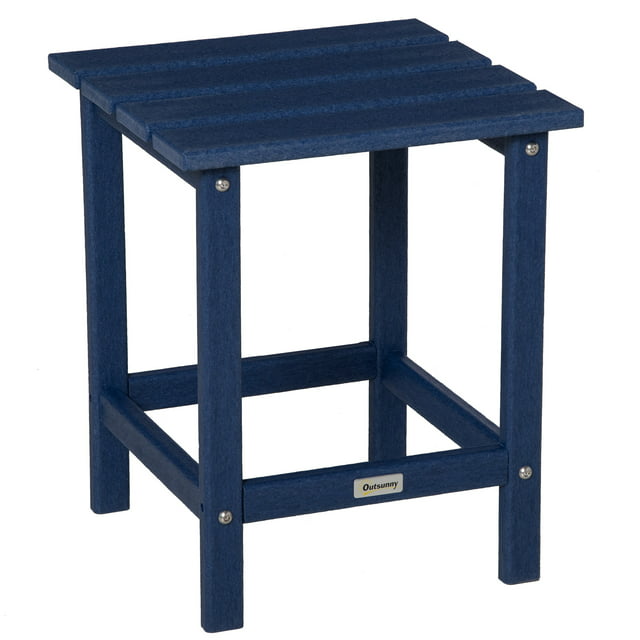 Outsunny 15" Patio End Table, HDPE Plastic, Blue