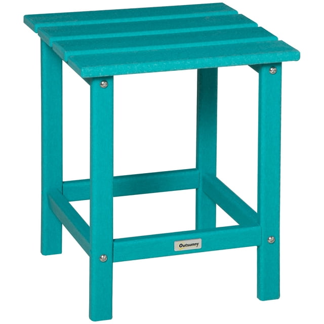 Outsunny 15" Patio End Table, HDPE Plastic, Turquoise