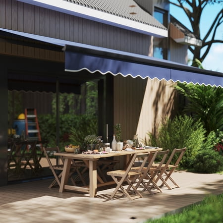 Outsunny 15' x 10' Electric Retractable Awning with Remote Controller, Aluminum Frame, UV30+ Protection, Dark Blue