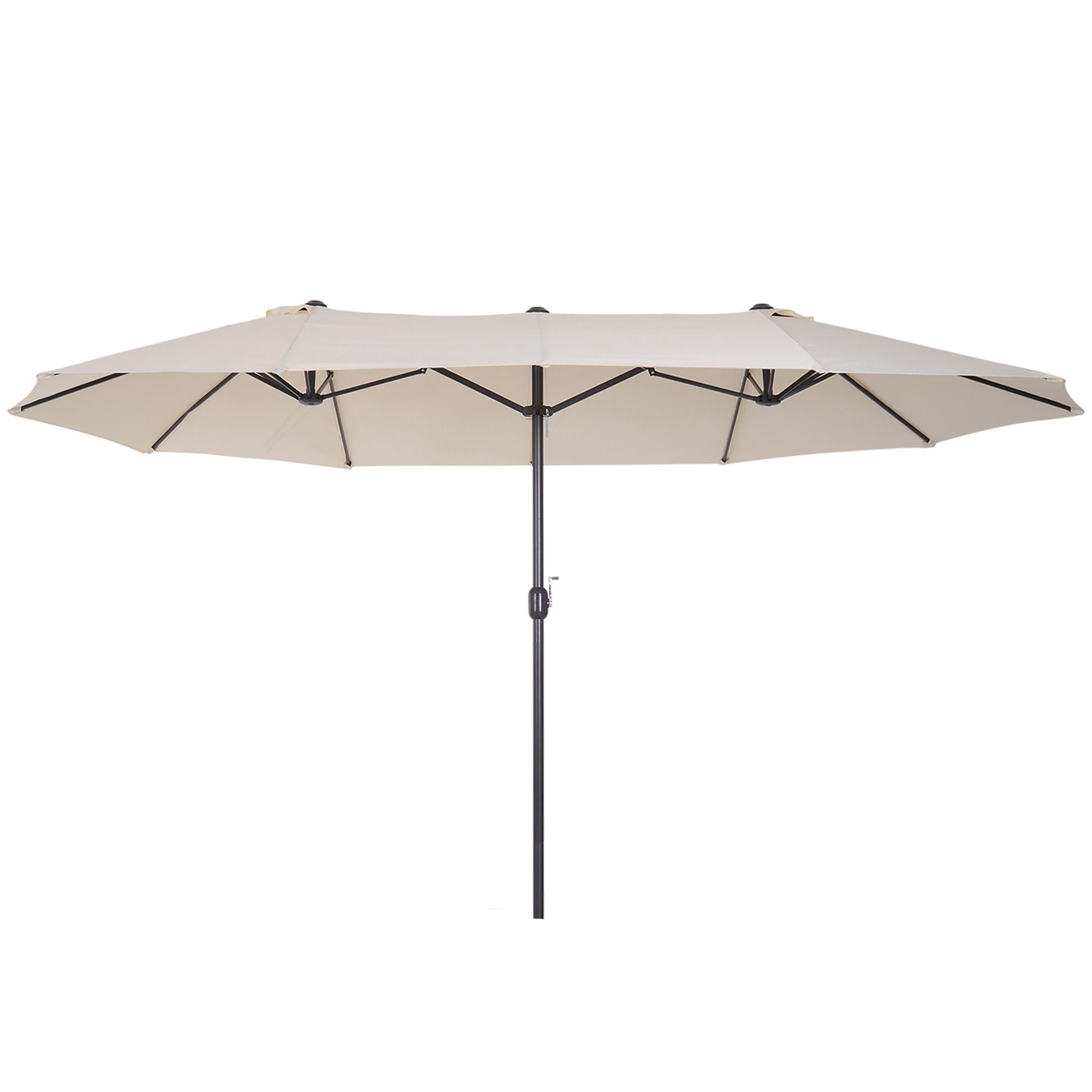 Outsunny 15ft Double-Sided Patio Umbrella, Extra Large Cream White Market Parasol with Crank Handle, UV Resistant Polyester & Steel Ribs for Backyard, Deck, Pool, and Garden
