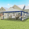 thumbnail image 1 of Outsunny 16.5' x 33' Large Party Tent, Heavy Duty Outdoor Canopy Tent Shelter with Removable Sidewalls, 10 Windows, Blue, 1 of 10