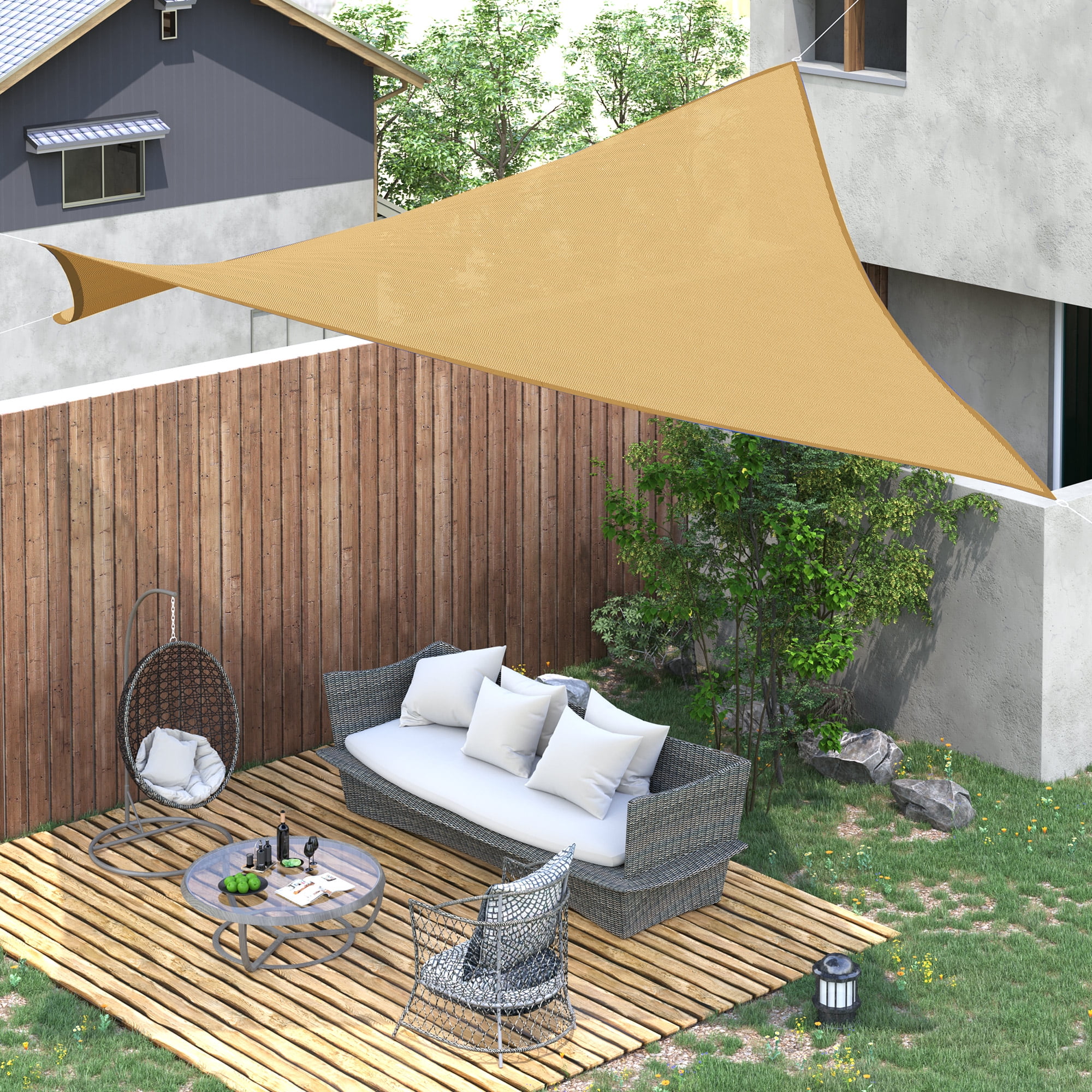 Sand High-Density Polyethylene Rectangular Patio Sun Shade Sail