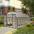 thumbnail image 1 of Outsunny 16' x 8' Aluminum Greenhouse Polycarbonate Walk-in Garden Greenhouse Kit with Adjustable Roof Vent, Rain Gutter and Sliding Door for Winter, Clear, 1 of 9