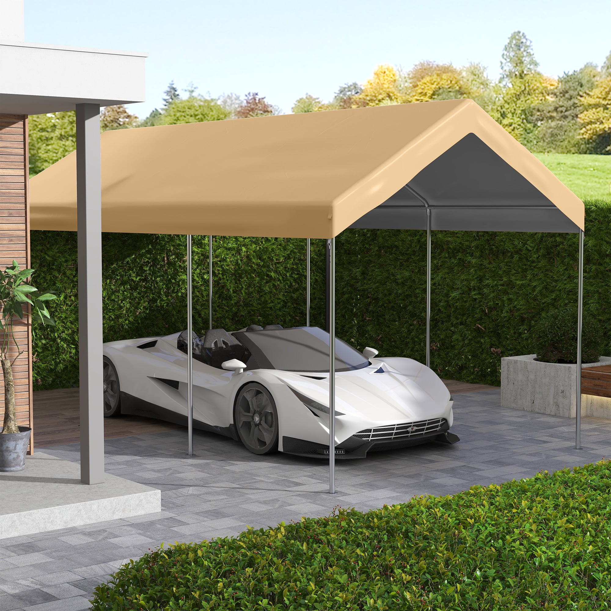 Outsunny 19.7' x 9.7' Carport Top for 84C-207WT or 84C-386V00WT, Beige