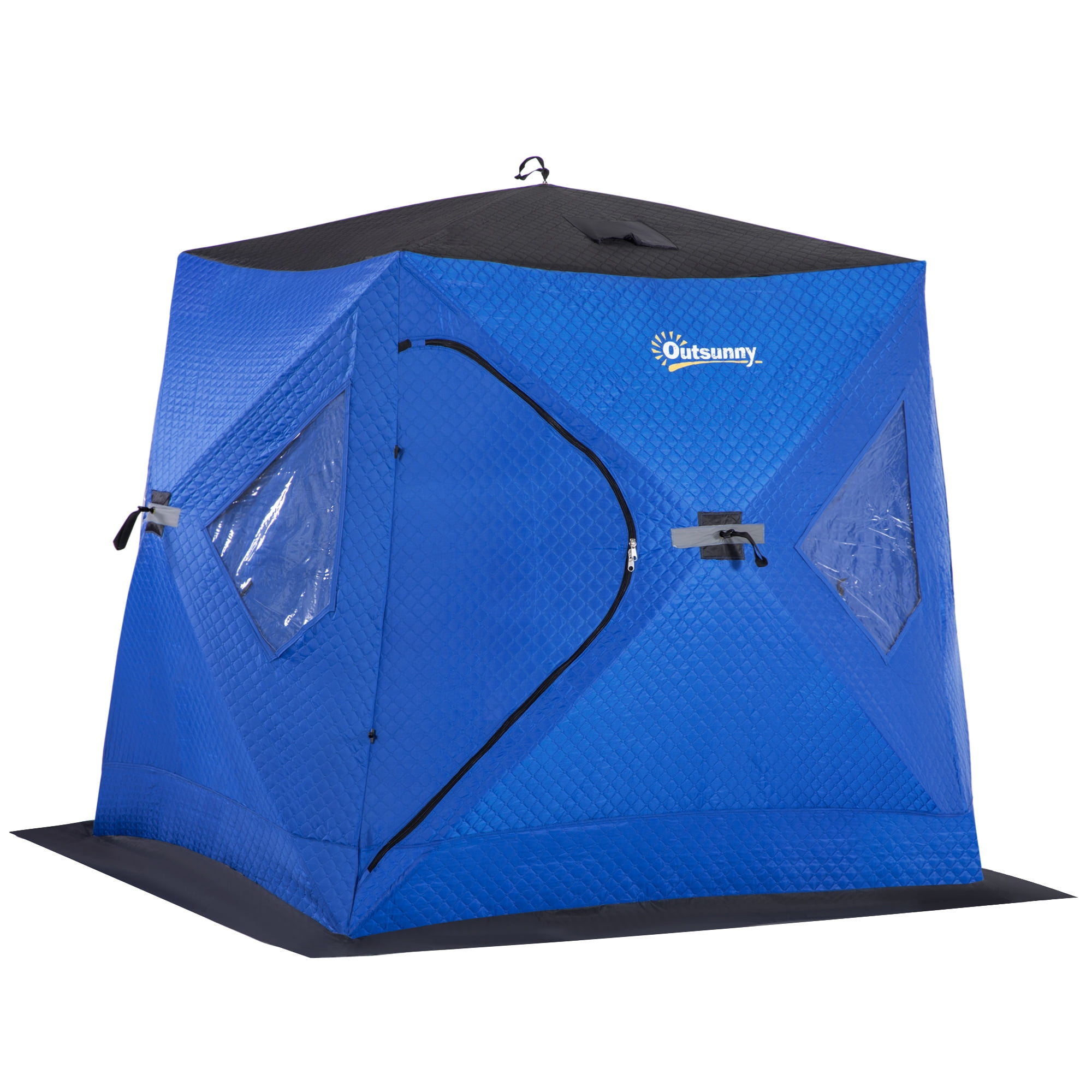 Outsunny 2 Man Insulated Pop Up Ice Fishing Tent, Blue