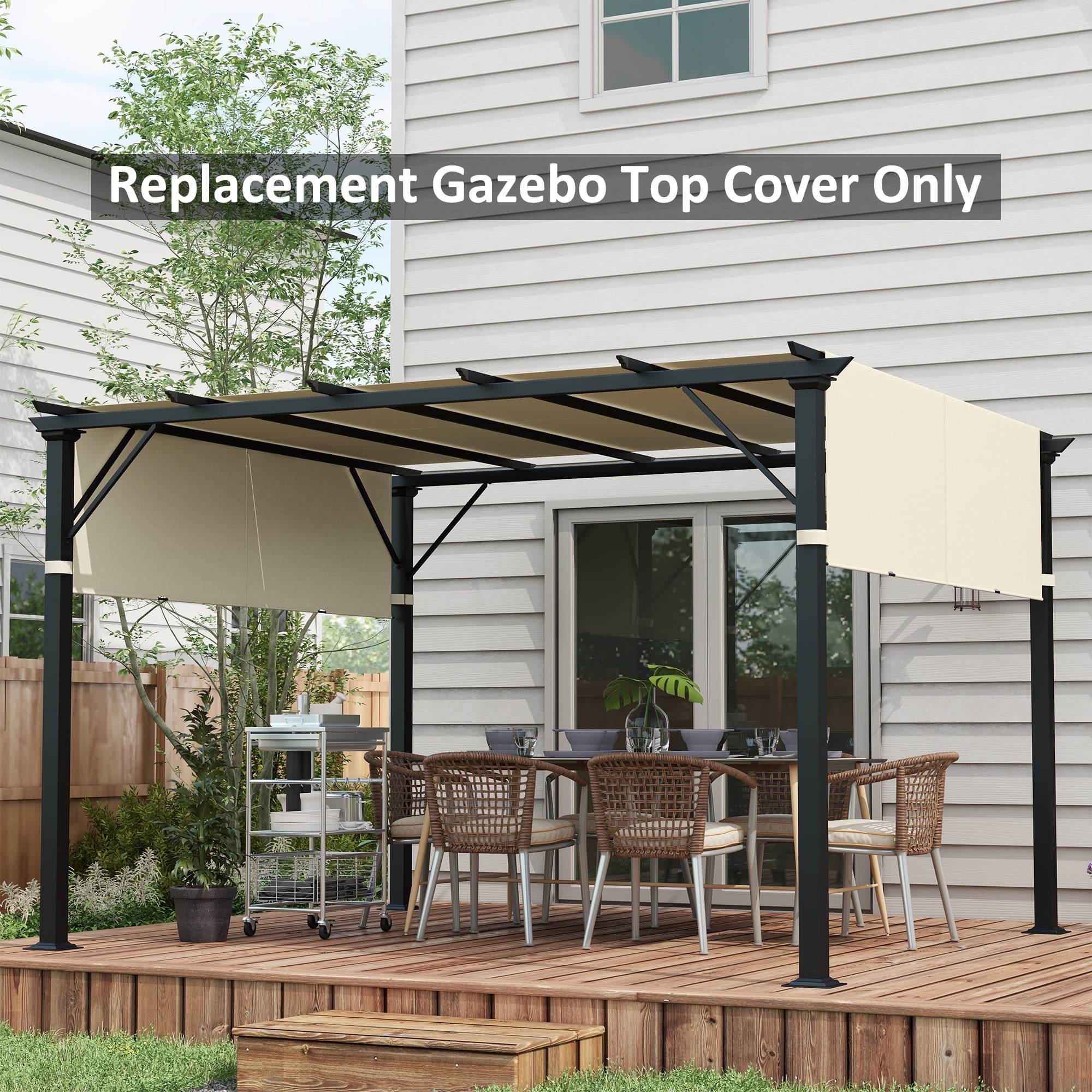 Cream White Polyester UV Protection Pergola Shade Cover for 10 x 10ft Frame