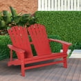 thumbnail image 1 of Outsunny Fire Pit Fir Wood Adirondack Loveseat with High-back and Wide Armrests, Red, 1 of 9