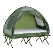 Outsunny 2 Person Foldable Camping Cot with Tent, Bedspread, Air Mattress