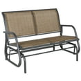 thumbnail image 1 of 2-Person Outdoor Glider Bench, Patio Double Swing Chair with Powder Coated Steel Frame & Sling Fabric for Backyard Garden Porch, Brown, 1 of 10