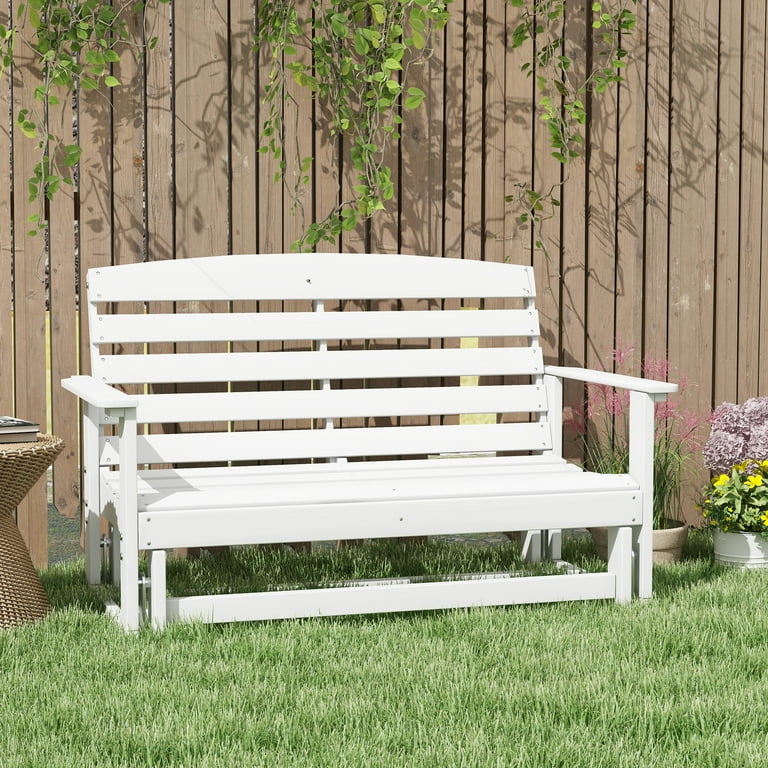 Outsunny Small Porch Patio Glider Bench w/ HDPE Slatted Double