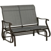 Outsunny 2-Person Outdoor Glider Benchï¼Patio Glider Loveseat Chair with Powder Coated Steel Frameï¼2 Seats Porch Rocking Glider for Backyard, Lawn, Garden and Porch, Mixed Grey