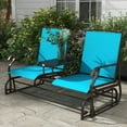 thumbnail image 1 of Outsunny 2-Person Outdoor Glider Bench w/ Center Table, Steel Frame for Backyard Garden Porch, Blue, 1 of 9