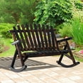 thumbnail image 1 of Outsunny Wooden Porch Rocking Chair, Wood Double Adirondack, Rocker for Indoor or Outdoor with High Rise Slatted Back, Carbonized, 1 of 9