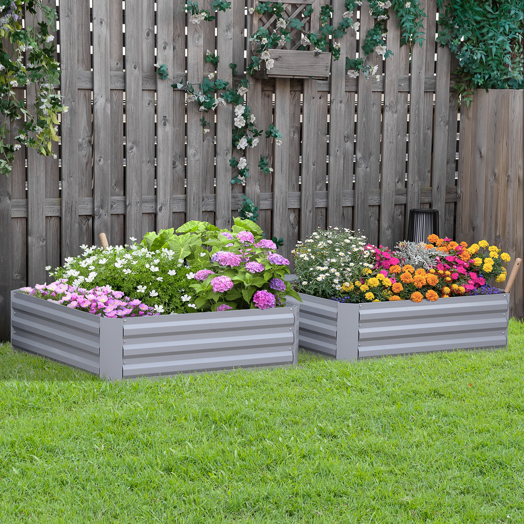 Outsunny 39'' x 39'' x 12'' Set of 2 Raised Garden Bed Outsunny 39'' x 39'' x 12'' Set of 2 Raised Garden Bed