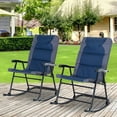 thumbnail image 1 of Outsunny 2 Piece Oversized Folding Rocking Camping Chair Set, Padded Outdoor Rockers with High Back, Armrests for Porch, Garden, Balcony, Navy Blue, 1 of 10