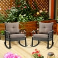 thumbnail image 1 of Outsunny 2 Piece Outdoor Wicker Rocking Chairs with Cushions, Gray, 1 of 9