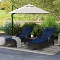 thumbnail image 1 of Outdoor 2 PE Rattan Sun Bathing Chairs w/ Cushions & Pillows, Dark Blue, 1 of 8