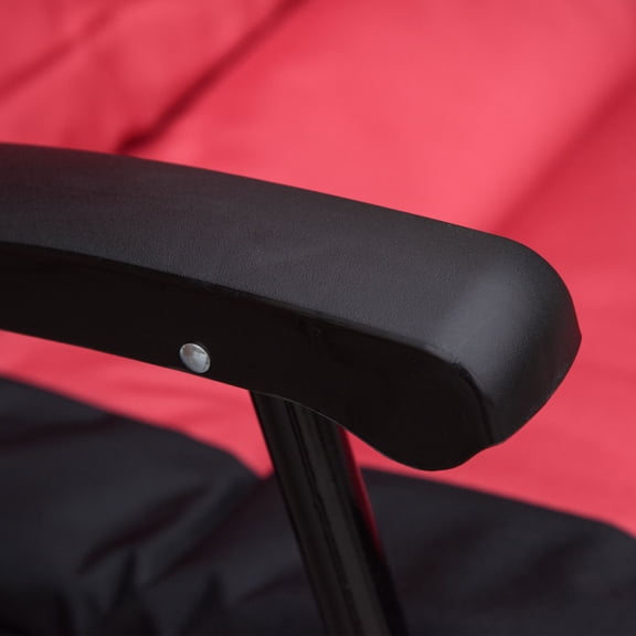 Outsunny 2-Piece Red Outdoor Patio Rocking Chair Set - Folding Padded Oxford Fabric Chairs for Porch, Balcony, Camping, 265 lbs Capacity, Weather-Resistant Comfort