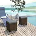 thumbnail image 1 of Outsunny 2 Pieces Wicker Outdoor Ottomans with Cushions, 3-in-1 PE Rattan Ottoman Seat, Footrest and Side Table for Backyard, Poolside, Gray, 1 of 9