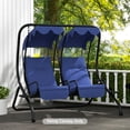 thumbnail image 1 of Outsunny Alloy 2-Seater Porch Swings Canopy Replacement, Dark Blue, 1 of 9