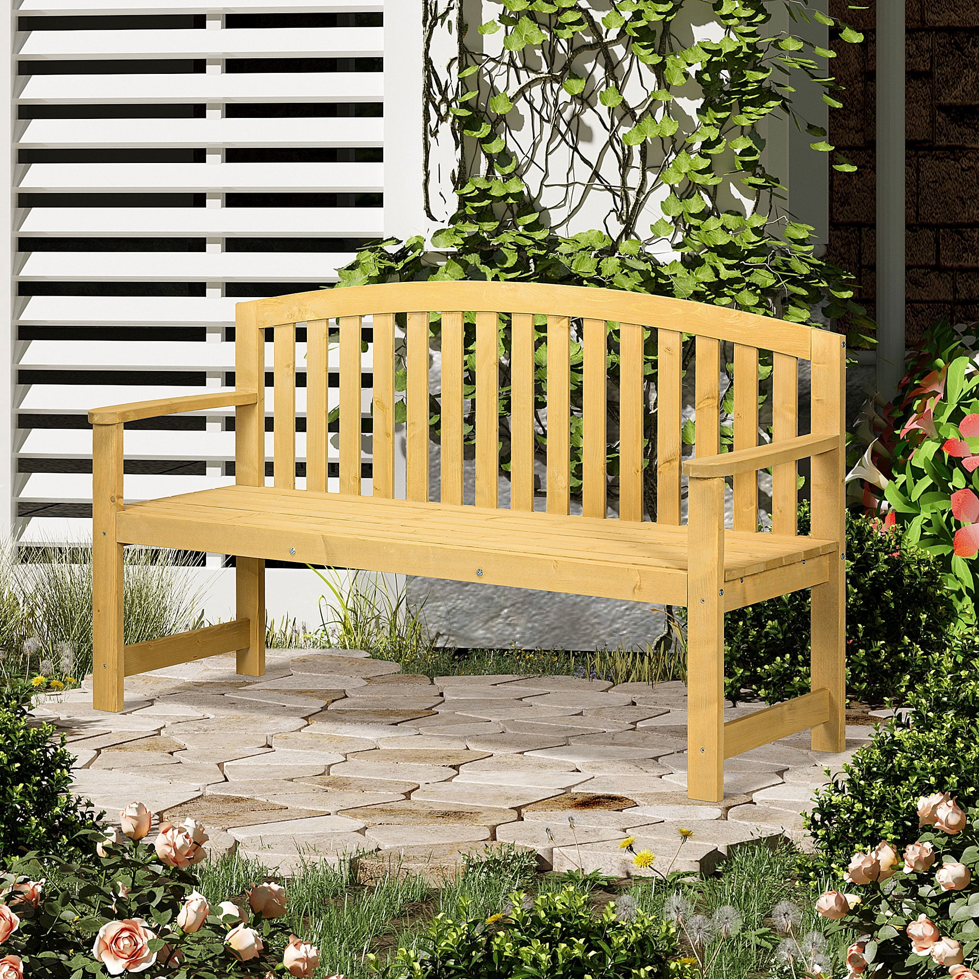 Slatted garden bench sale