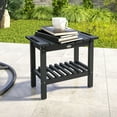 thumbnail image 1 of Outsunny Shower Bench, HDPE Shower Stool with Handle, Storage Shelf for Indoor Outdoor, Black, 1 of 9