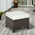 thumbnail image 1 of Outsunny 20" Outdoor Ottoman, PE Rattan, Brown, White, 1 of 9