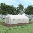 thumbnail image 1 of Outsunny 20' x 10' x 7' Walk-In Greenhouse, Hot House, Roll Up Door, White, 1 of 9