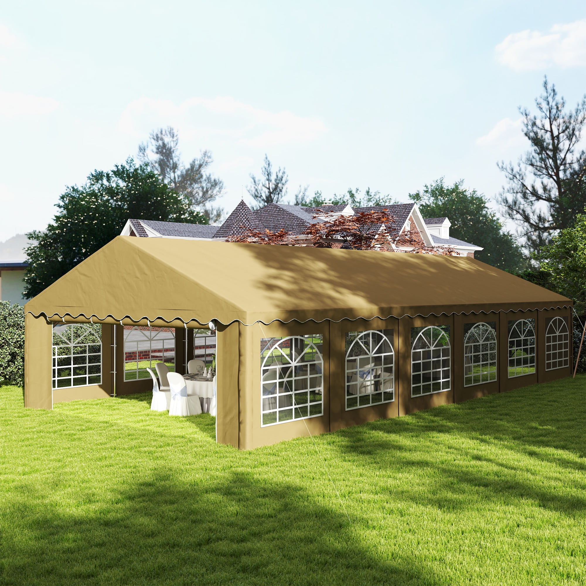Brown Galvanized Steel 20' x 40' Heavy Duty Party Tent with Removable Sidewalls