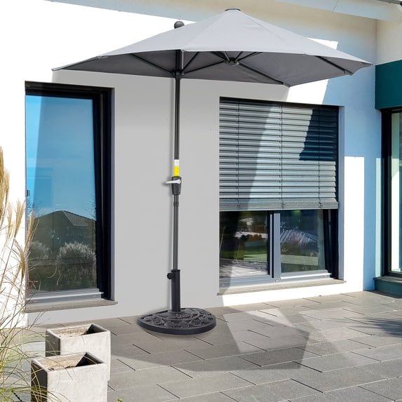 Outsunny 20lbs Half Round Patio Umbrella Base Outdoor Decorative Resin Parasol Stand Holder for Φ1.5", Φ1.9" Pole, Bronze