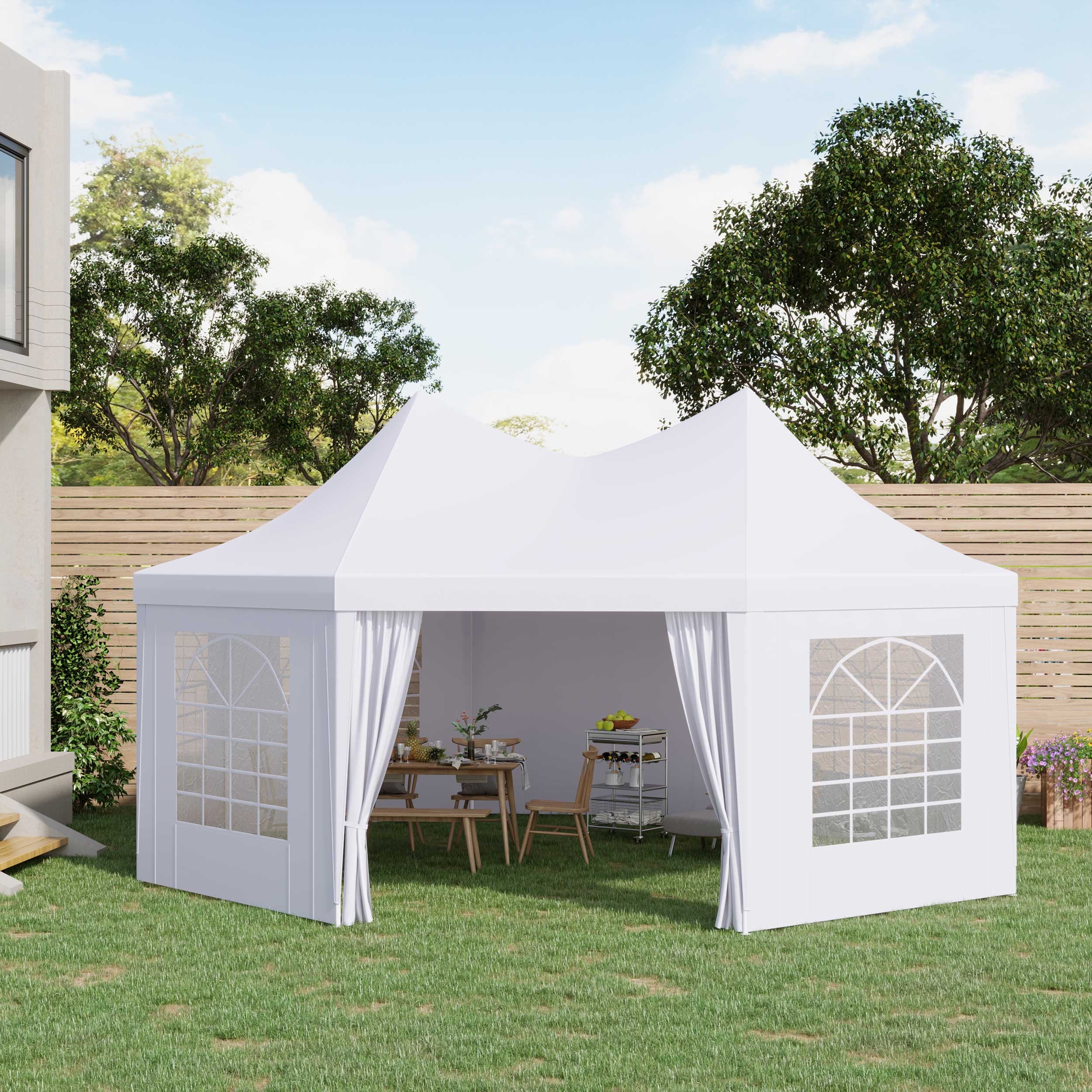 Outsunny 22'x16' Outdoor Party Tent with 2 Zipper Doors, 6 Outsunny 22'x16' Outdoor Party Tent with 2 Zipper Doors, 6