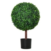 Outsunny 23.5" Artificial Boxwood Topiary Tree Plant with Realistic Look, High-Quality Color & Nursery Pot Included