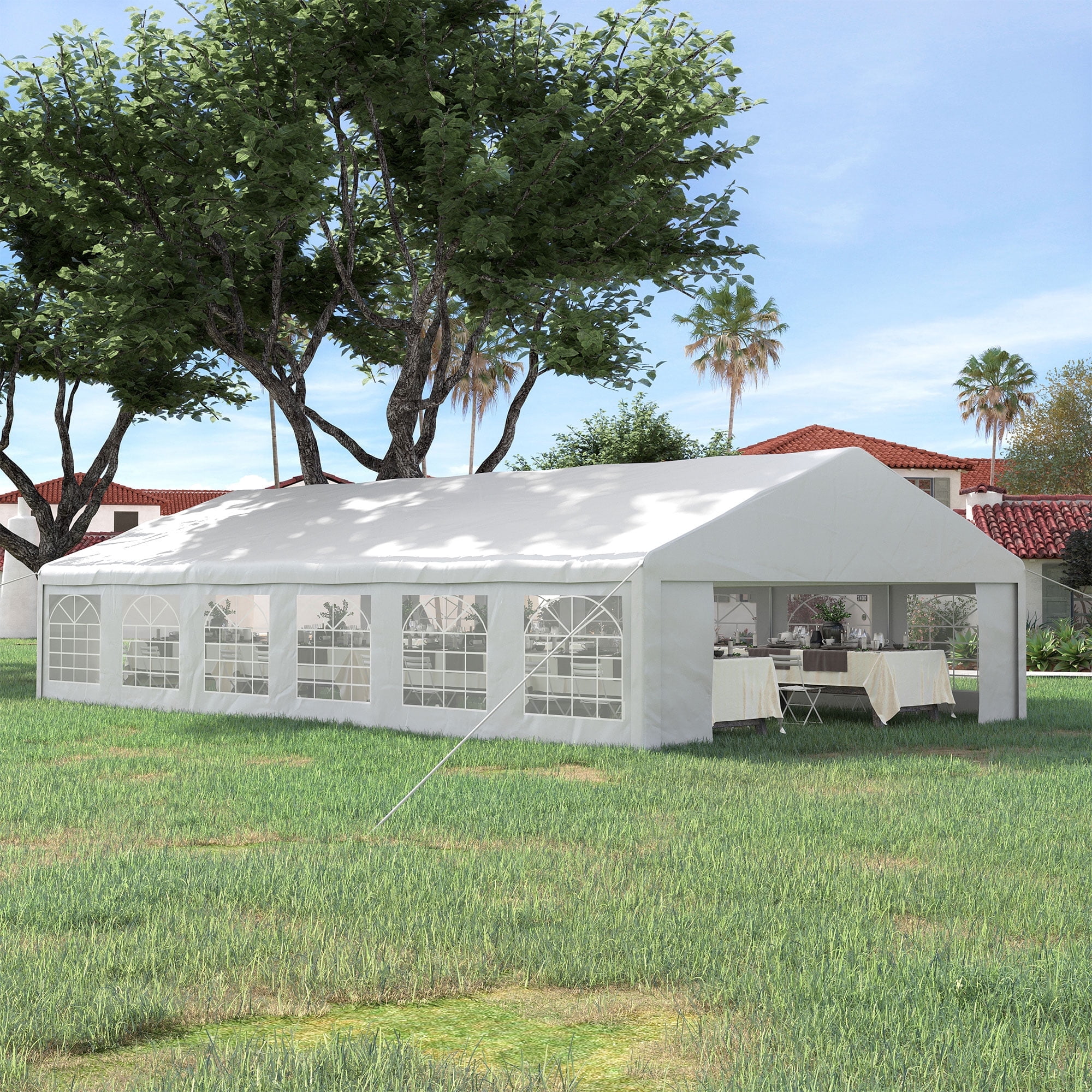 Large White Steel Frame Outdoor Party Tent with Removable Sidewalls