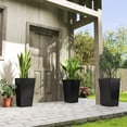 thumbnail image 1 of Outsunny 24" Tall Planters Set of 3, Outdoor Flower Pots with Rattan-Style Design, PP Plastic Plant Pots with Drainage Hole and Plug, Black, 1 of 10