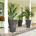thumbnail image 1 of Outsunny 28" Tall Planters, Set of 3 Plastic Flower Pots with Marble Finish and Drainage Holes, Stackable Tapered Outdoor Planters, Black, 1 of 9