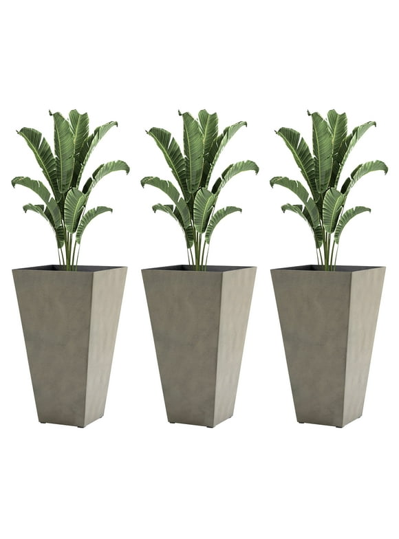 Outsunny 28" Tall Plastic Flower Pot, Set of 3, Large Outdoor & Indoor